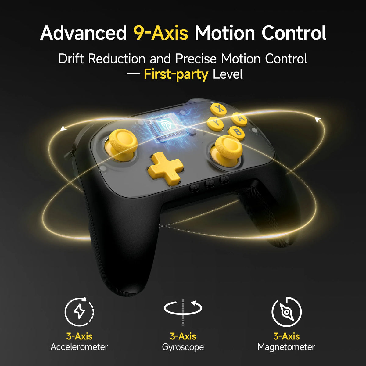 EasySMX S10C Wireless Gamepad for Switch 1/2 PC Android iOS, Hall Effect Joystick Programmable Buttons, 9-Axis Motion Control