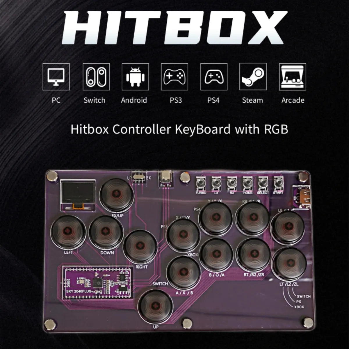 Slimbox Mini Hitbox Leverless Controller for PC/PS3/PS4/Switch