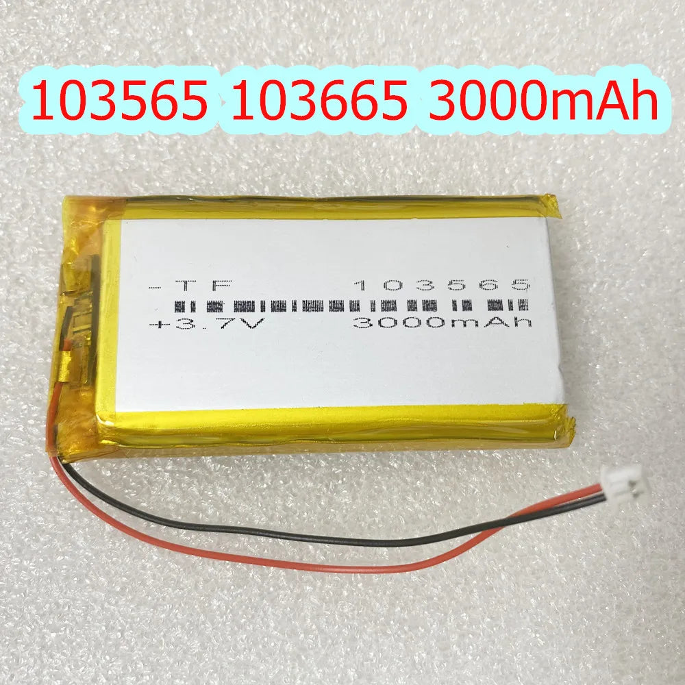 10PCS 103665 With JST 1.25mm Plug Li-Polymer Battery 3.7V 3000mAh For Open Source Console Miyoo Mini Plus Game Machine Battery