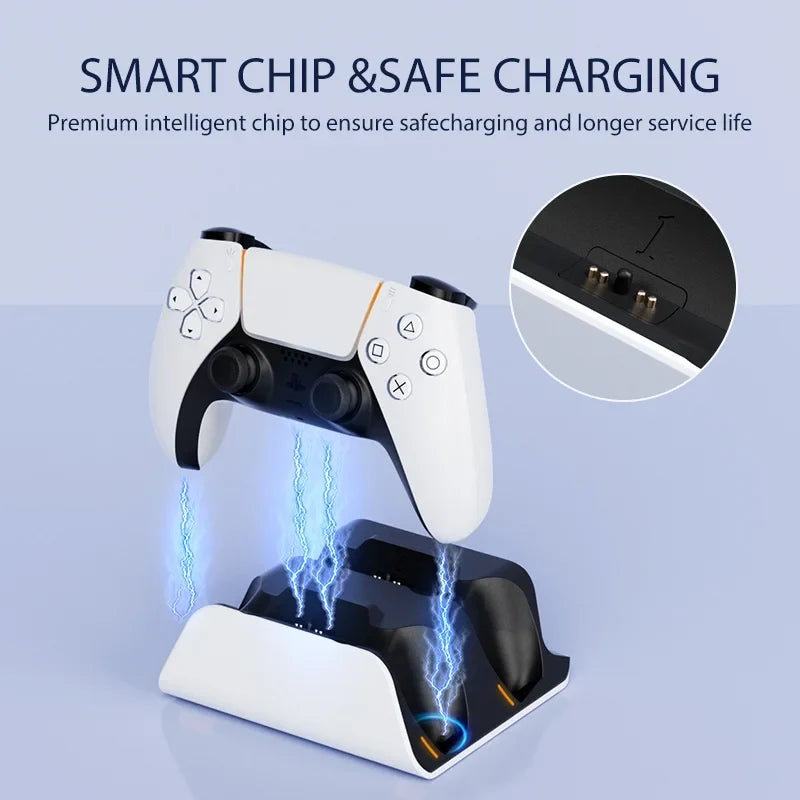 Dual Fast Charging Dock for PS5 Controllers – Wireless Gamepad Charging Station Stand for PlayStation 5 Accessories