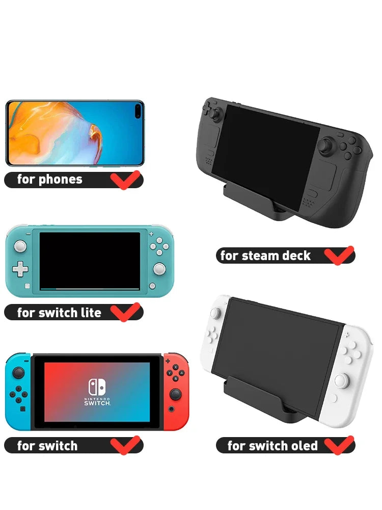 Portable Storage Bag + Crystal Shell + Tempered Glass + Dock Stand + Silicone Case for Steam Deck Accessories