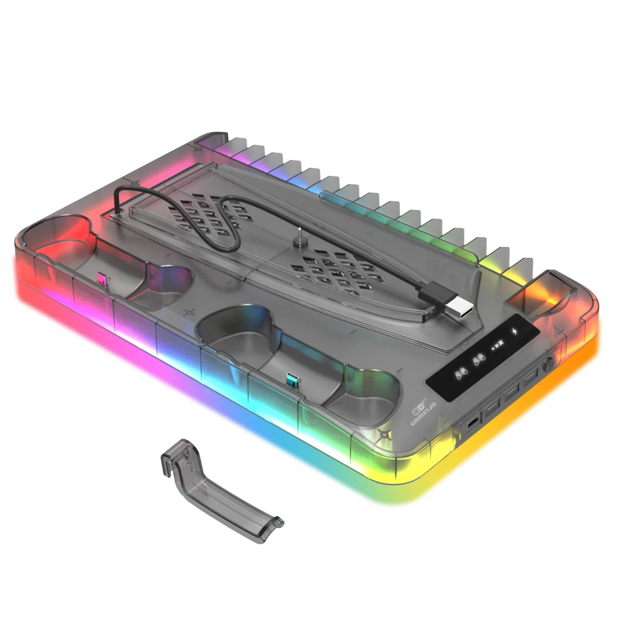 GAMINJA P58 RGB Cooling Stand for PS5 Slim with Charging Dock