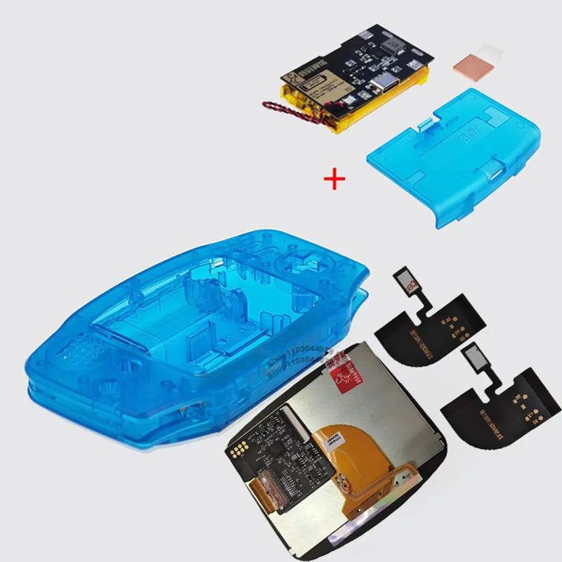 IPS V4 Pre Laminated Screen LCD Shell Kits 1800mAh Built-in Lithium Battery with Type C Charging Port Battery Cover For GBA