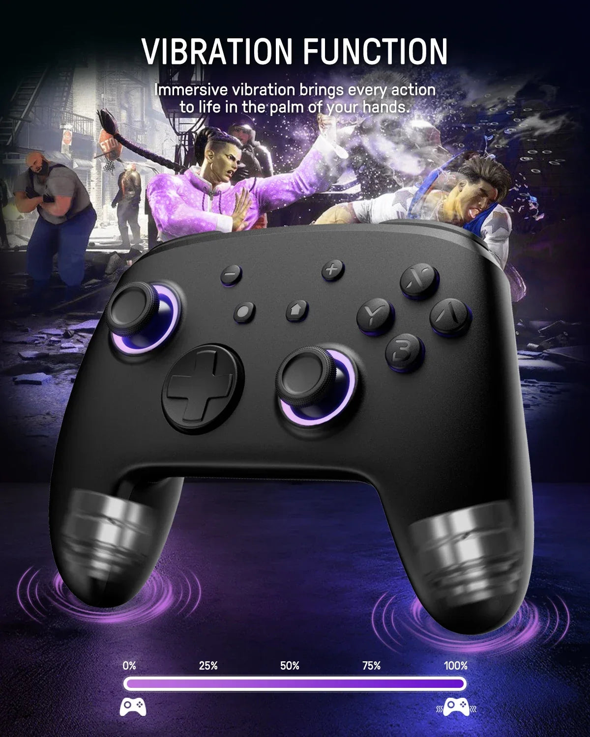 FUNLAB Firefly Luminous Pattern Wireless Pro Controller For Nintendo Switch 2/1 with 7 LED Colors/NS/Paddle/Turbo/Motion Control