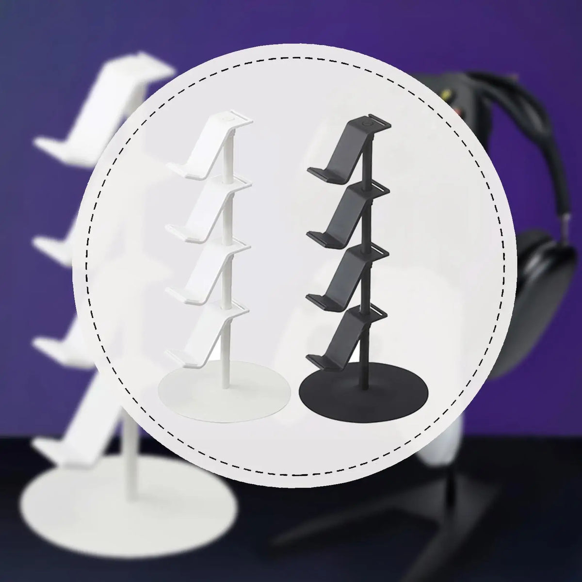 Universal Game Controller Stand with Multi-Tier Headphone Holder