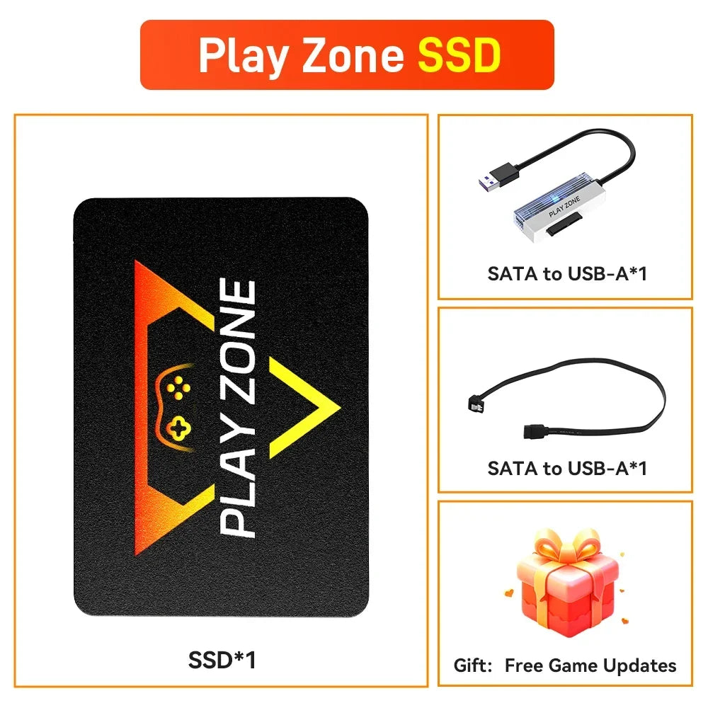 PlayZone 1T Retro Game SSD For PS5/PS4/PS3/PS2/Xbox/Switch/WII Portable Game Hard Drive Built-in 16000+ Games For Win PC/Laptop