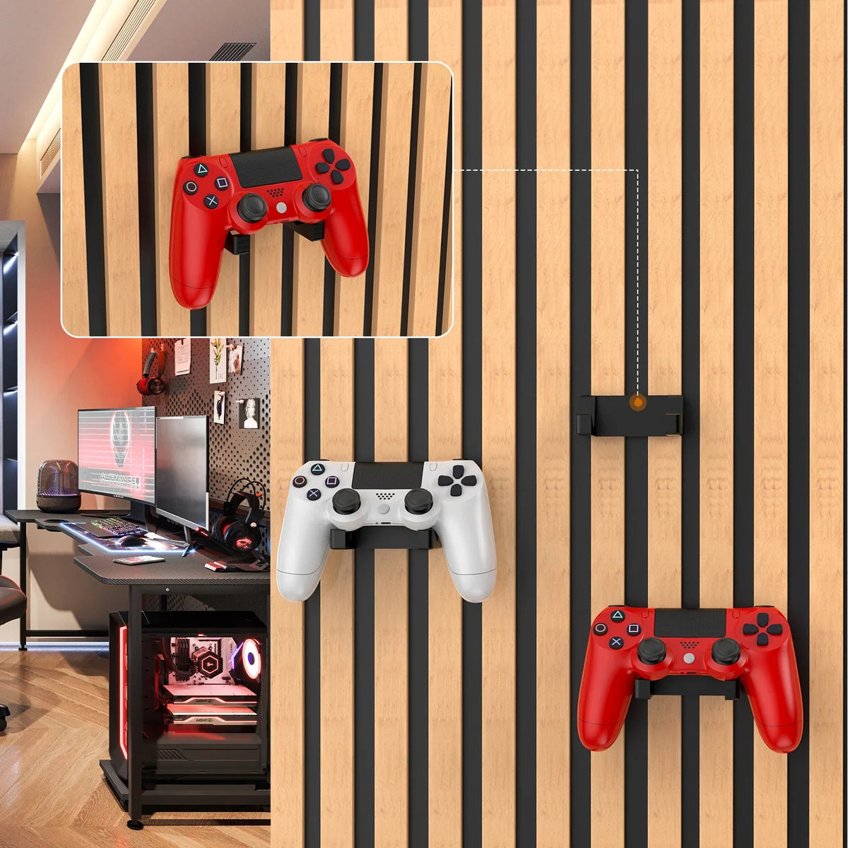 PS5/Xbox/Switch Controller Holder, No-Drill Acoustic Panel