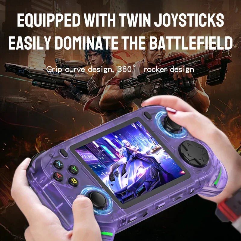 New RX6H Open Source Retro Handheld Video Game Console 3.5 Inch IPS Screen Portable Linux System Pocket Player with 128GB Games