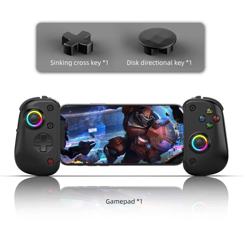 D8Pro RGB Mobile Gamepad, Hall Joystick for Android iOS PS4 PC
