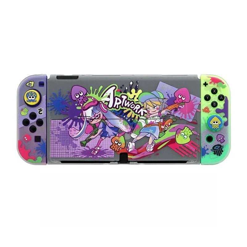 Anime Split Protective Case for Nintendo Switch OLED Transparent Matte Anti-slip Joy-Con Controller Protective Case Dock Cover