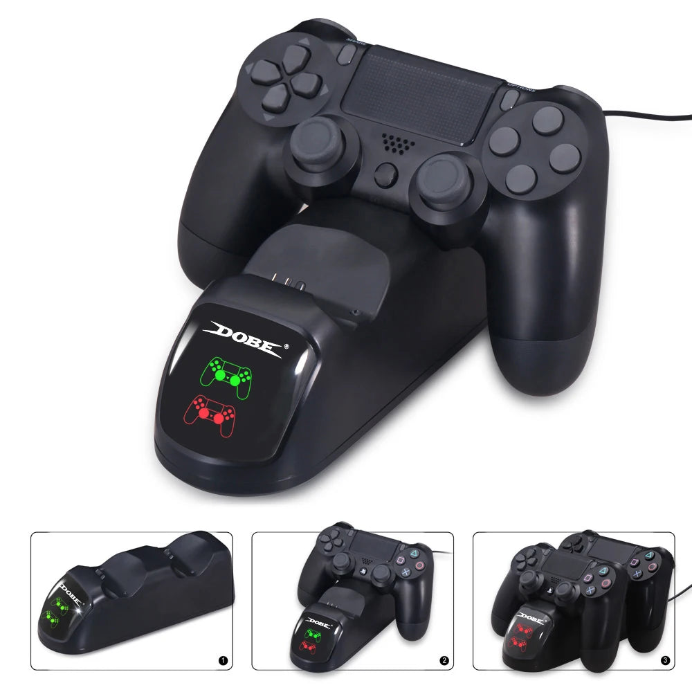 Dual PS4 Controller Charging Dock with LED Indicator