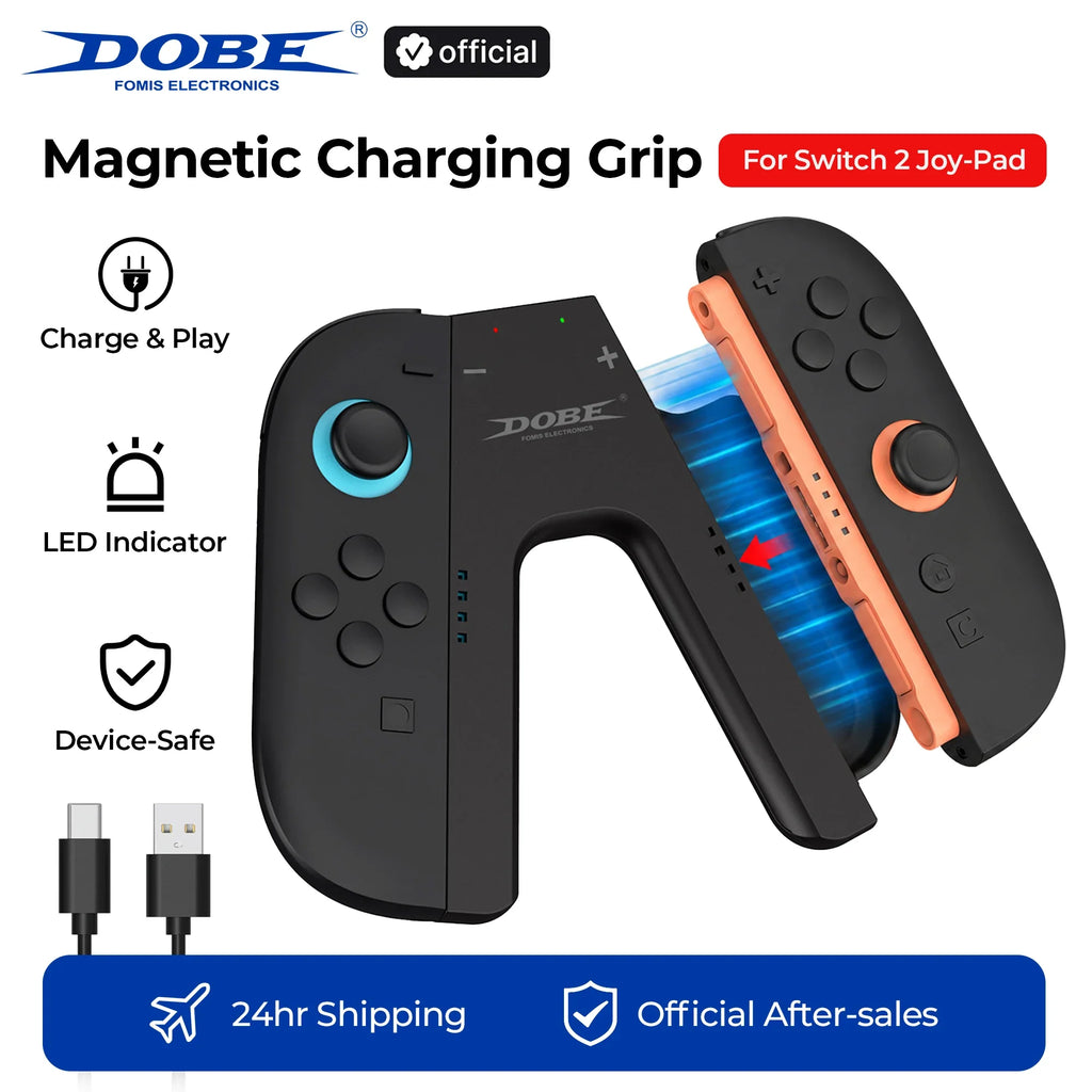 DOBE Charging Grip for Nintendo Switch 2 Controller - Ergonomic Handle with Type-C Charging, Play While Charging, Official Store