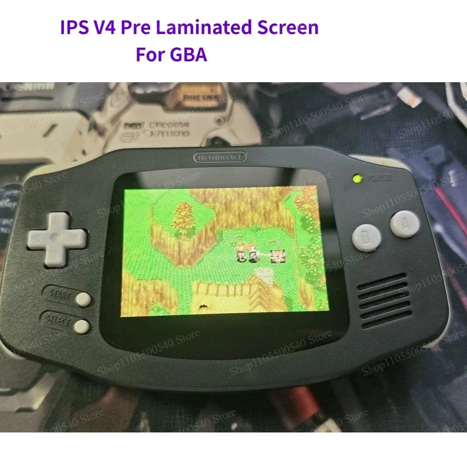 Full New GBA IPS V4 Laminated Screen Kits for Gameboy Advance IPS Screen 15 Levels High Brightness Gaming Screen with Shell