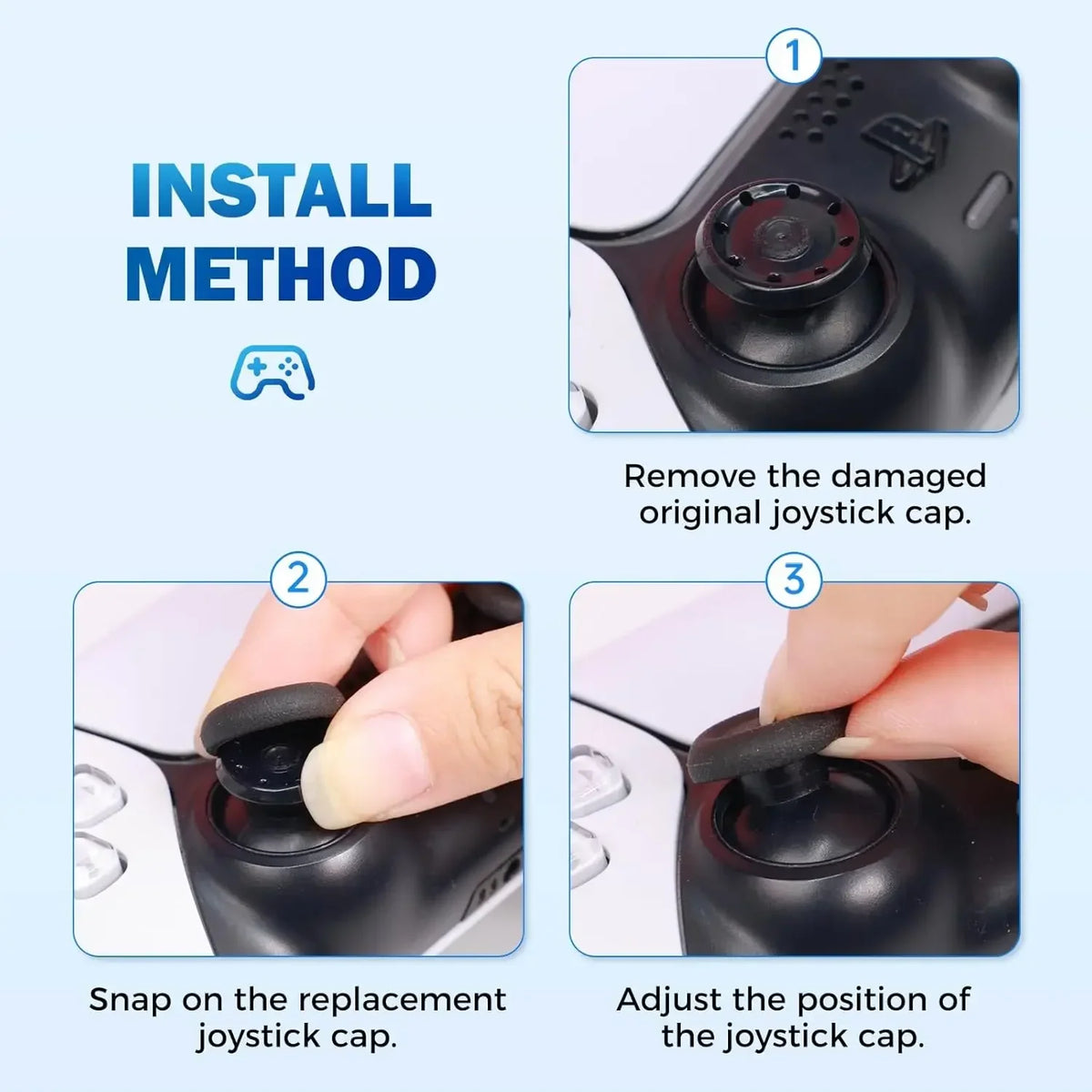 1-20Pair Joystick Replacement Grip Caps Anti-Slip Thumbstick Analog Stick Caps for PS5/PS4/Xbox 360 Series/8BitDo Controller