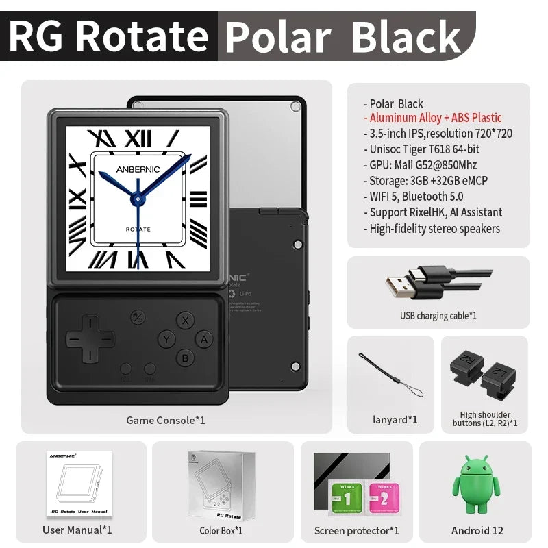 Anbernic RG Rotate Android Handheld, 3.5-inch Rotating Screen