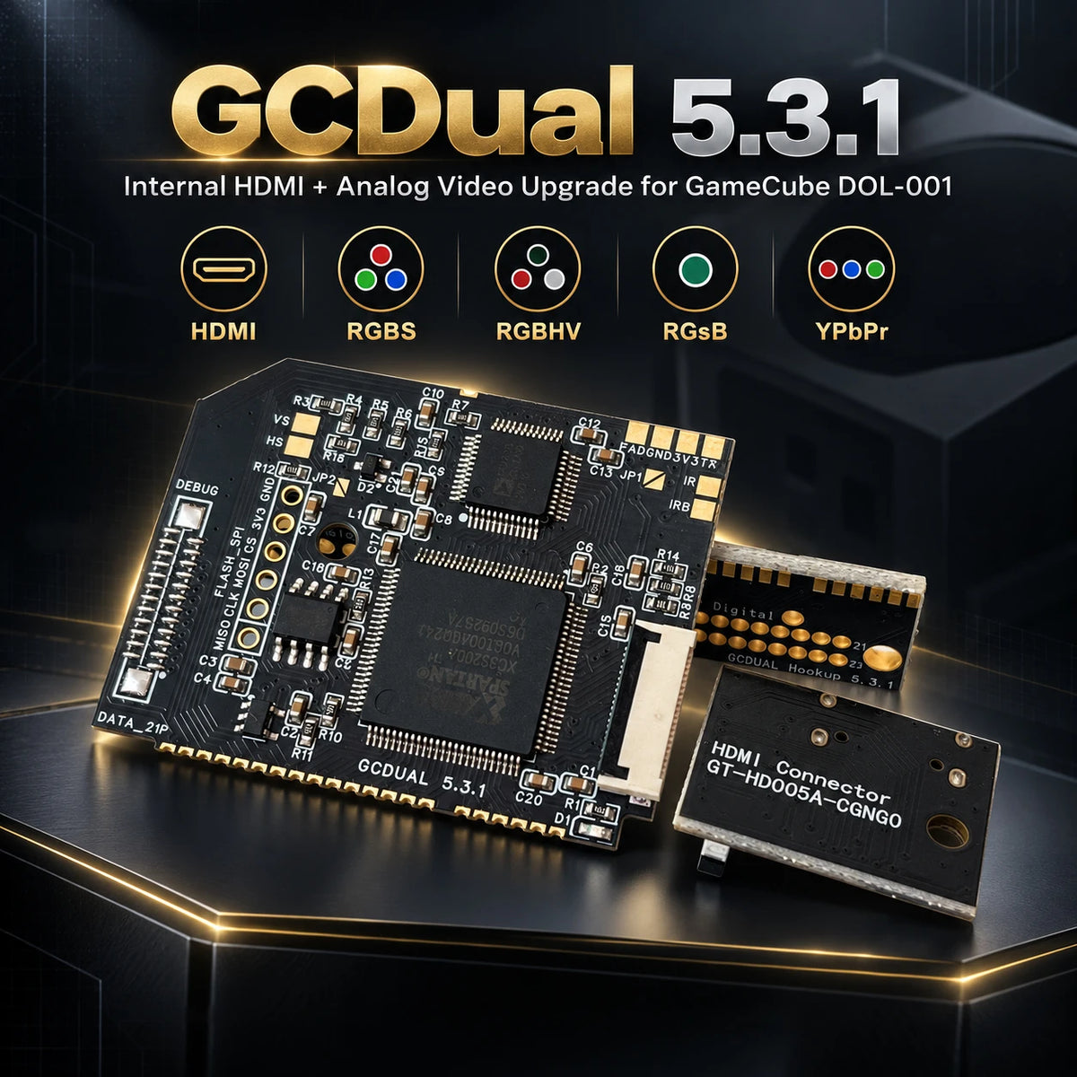 GCDual 5.3.1 HDMI Video Mod Kit for GameCube DOL-001 GCVideo Digital Audio RGBS RGBHV RGsB YPbPr Output Professional Install