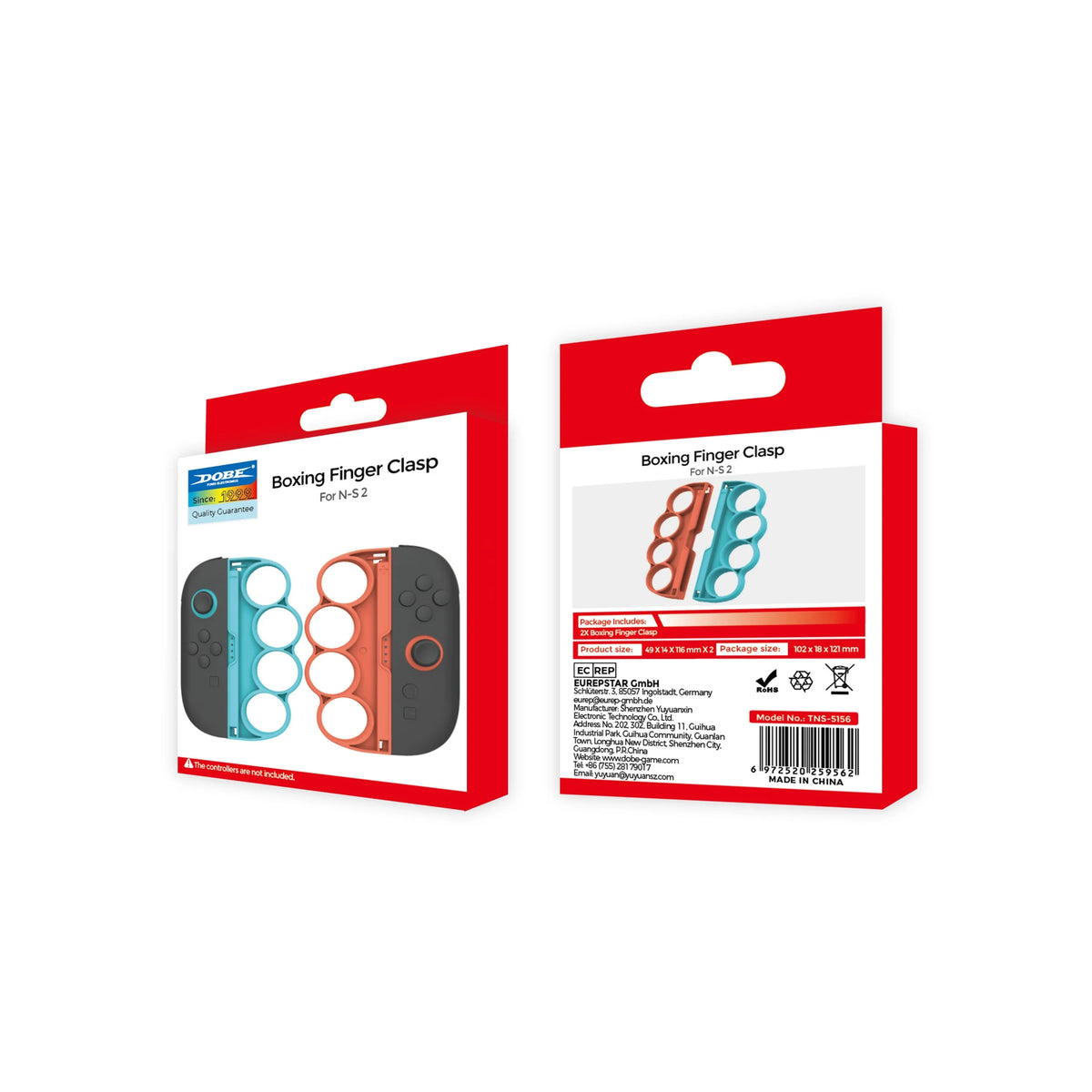 Switch 2 Controller Boxing Grips Handles Pair Joy-Con Punch Holder Fitness Sports Game Accessory Blue Red Plastic