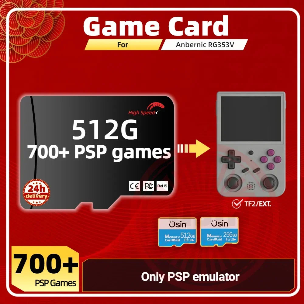 Game Card For Anbernic RG353V RG353VS Memory TF Plug&Play Pre-install Retro Games PSP PS1 SD Portable High Speed Card 1Tb 512G