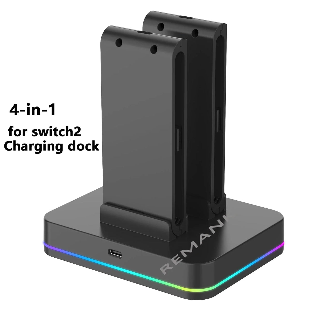 REMANK Nintendo Switch 2 Joy-Con Charging Dock, 4-in-1 RGB