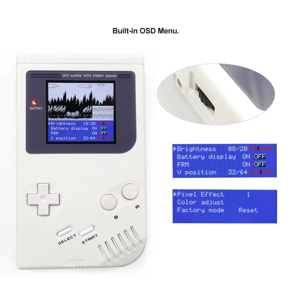 HISPEEDIDO For GameBoy GB DMG IPS V5 LCD Blacklight Screen Kit With TYPE-C USB-C Rechargeable With Housing Shell