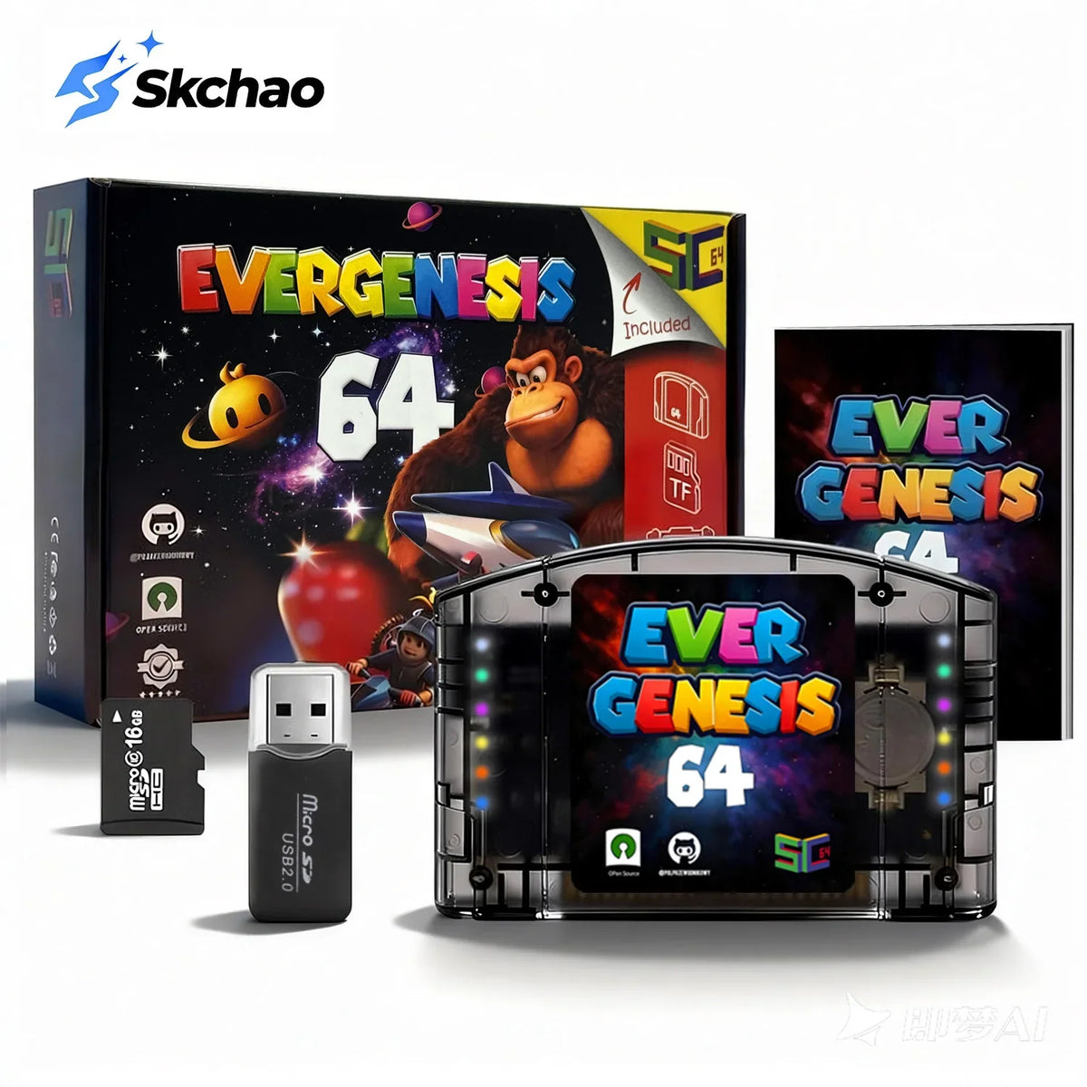 SC64 N64 Flash Cart with 64GB Card, Over 10000 Preloaded Games