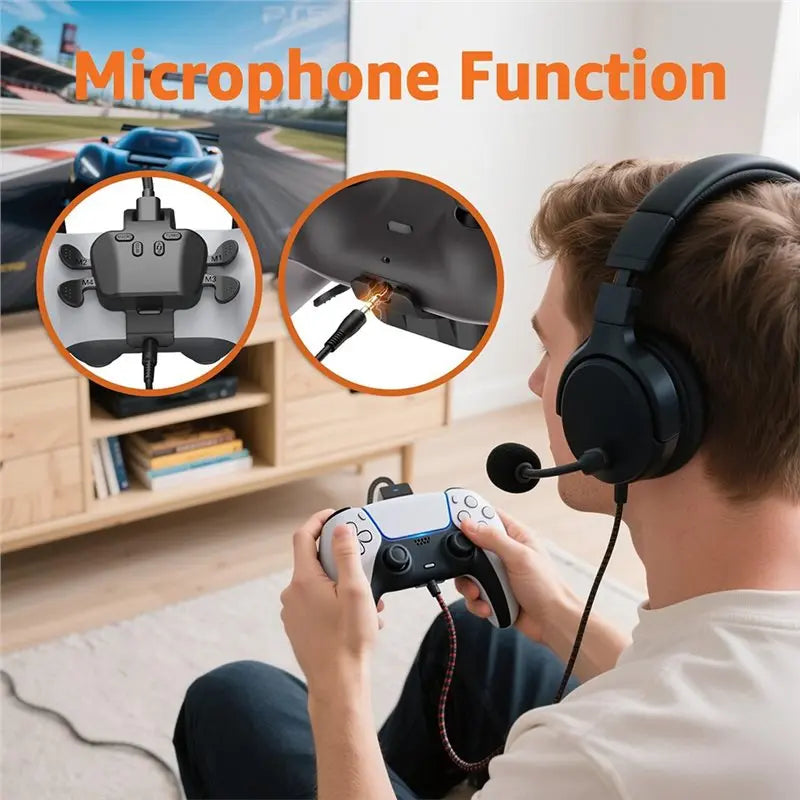 Feature For PS5 Controller Paddles With MIC Function, Supports Combo, Turbo Key Swap/Remapping For PS5 Console, PC& MAC-[PRDSB-J
