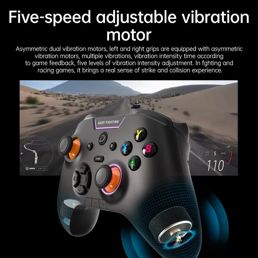 DAREU Tri-mode Gamepad RGB Bluetooth Wireless 2.4G E-sports Joystick Gaming Controller Macro Back Button for Android PC TV Games