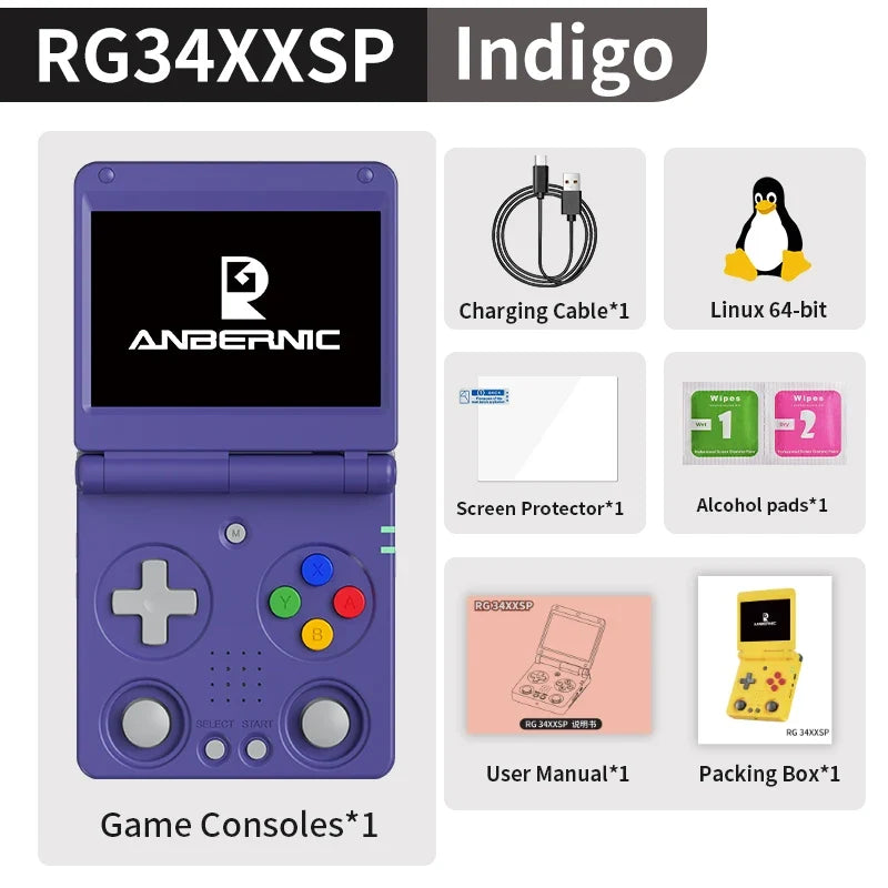 Anbernic RG34XXSP Flip Retro Handheld 3.4-Inch IPS 5K Games