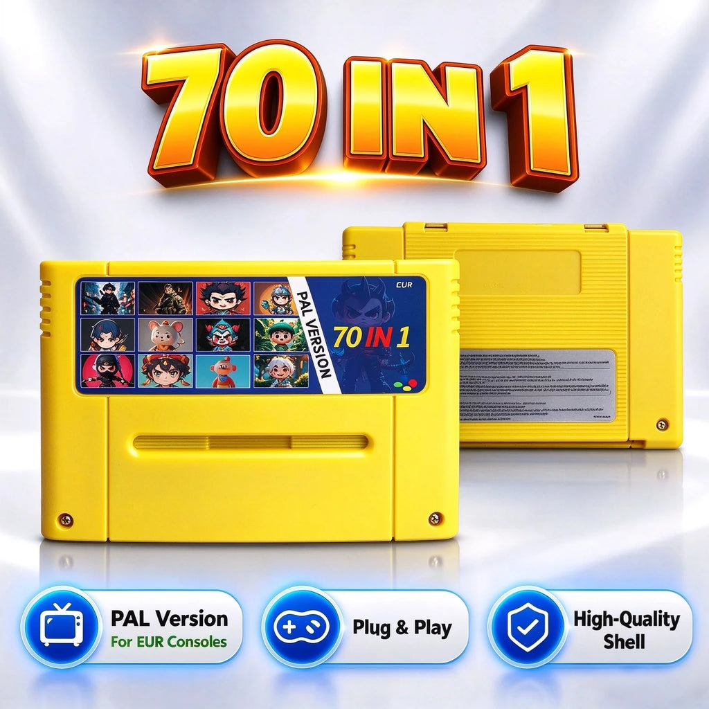 Super 70-in-1 EUR PAL Game Cartridge for SNES, English