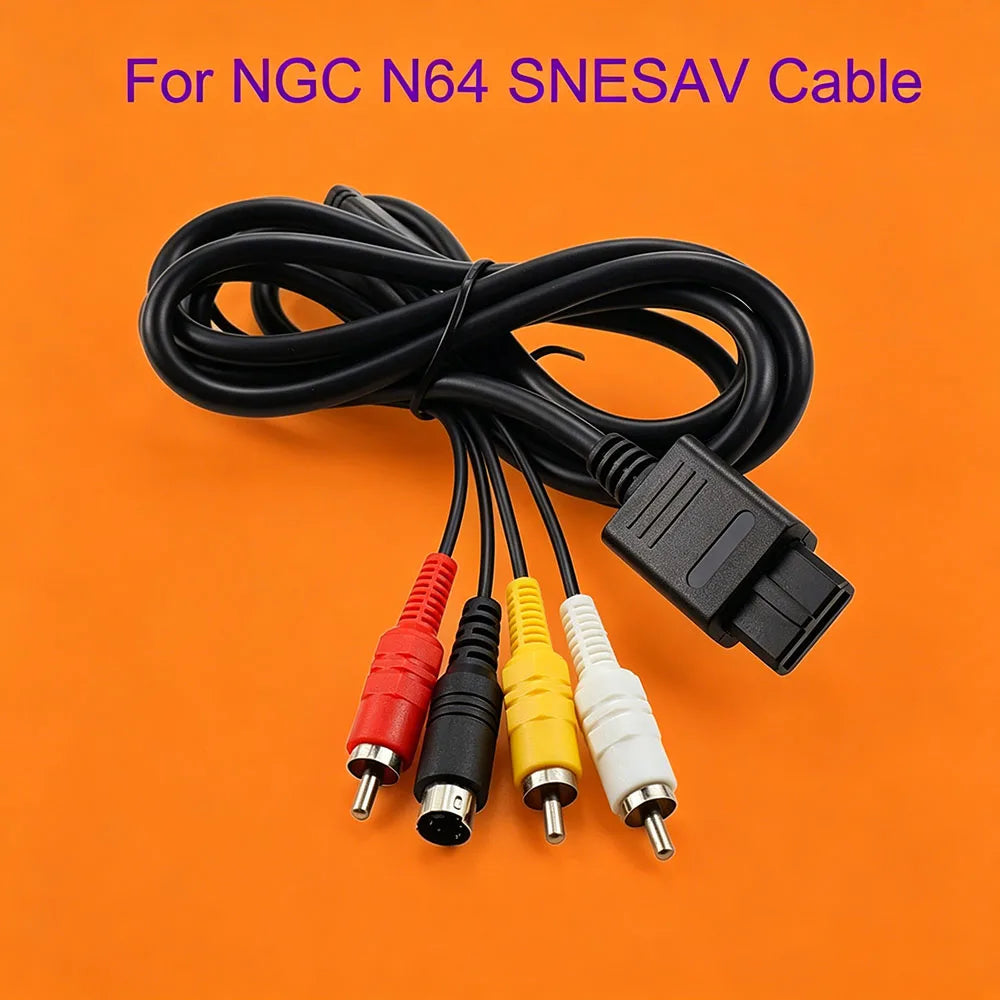 For Nintendo 64 N64 SNES SFC NGC Black AV Composite S-Video RCA Video HD TV Cable 1.8m