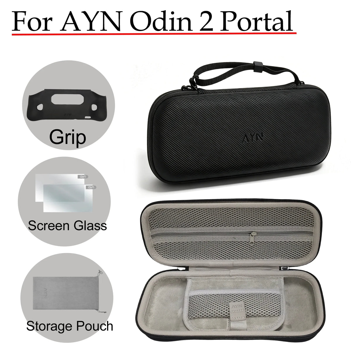 Accessories for AYN Odin 2 Portal: Bag, Grip & Tempered Glass