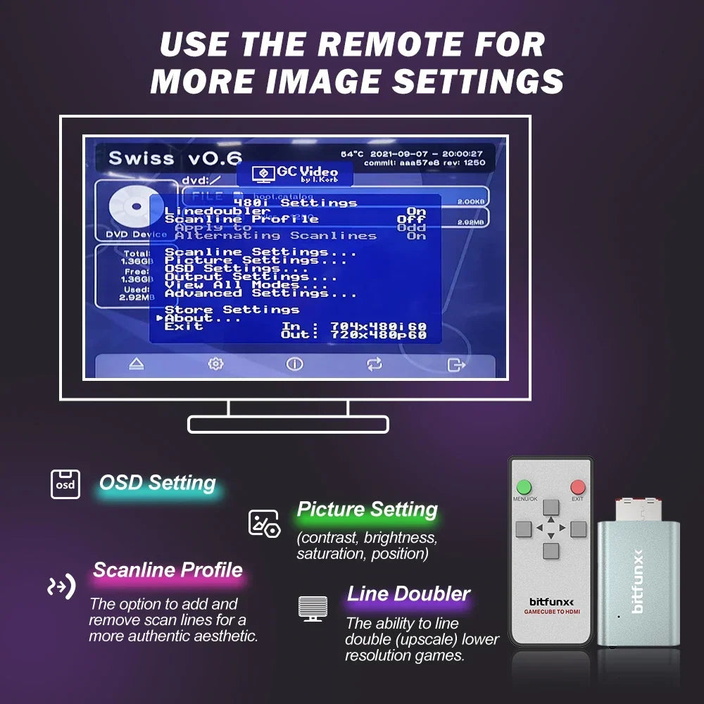 Bitfunx GameCube HDMI Adapter, Digital AV to HDMI GC2HDMI