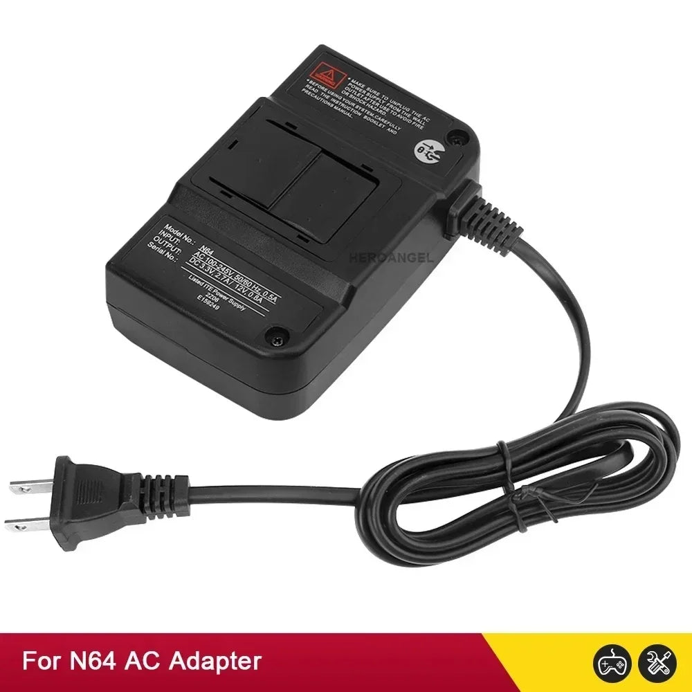 New Power Supply For N64 AC Adapter Charger for N64 Power Adapter Power Supply EU US Plug Cord Charging Charger