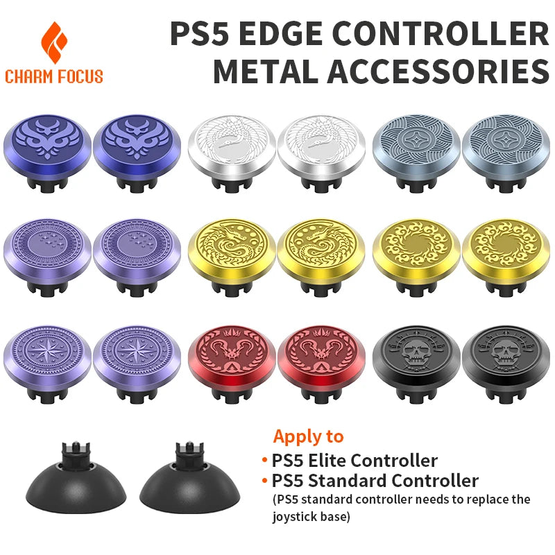 1set For PS4 PS5 Edge Elite Game Handle Controller Metal High and Low Rocker Cap Paddle Back Button Accessory