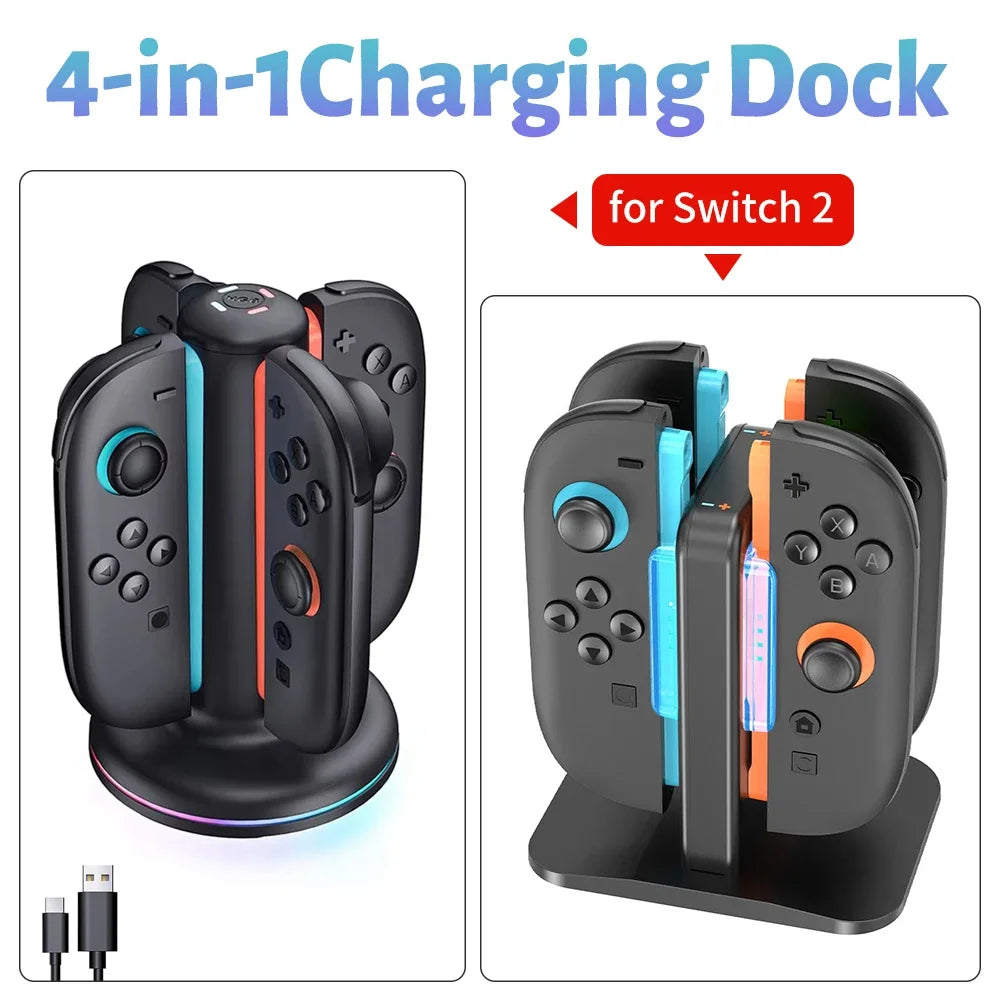 Fast Charging Dock 4-In-1 Charger Station For Switch 2 Joy Con Accessories Switch2 Joycon Controller Stand