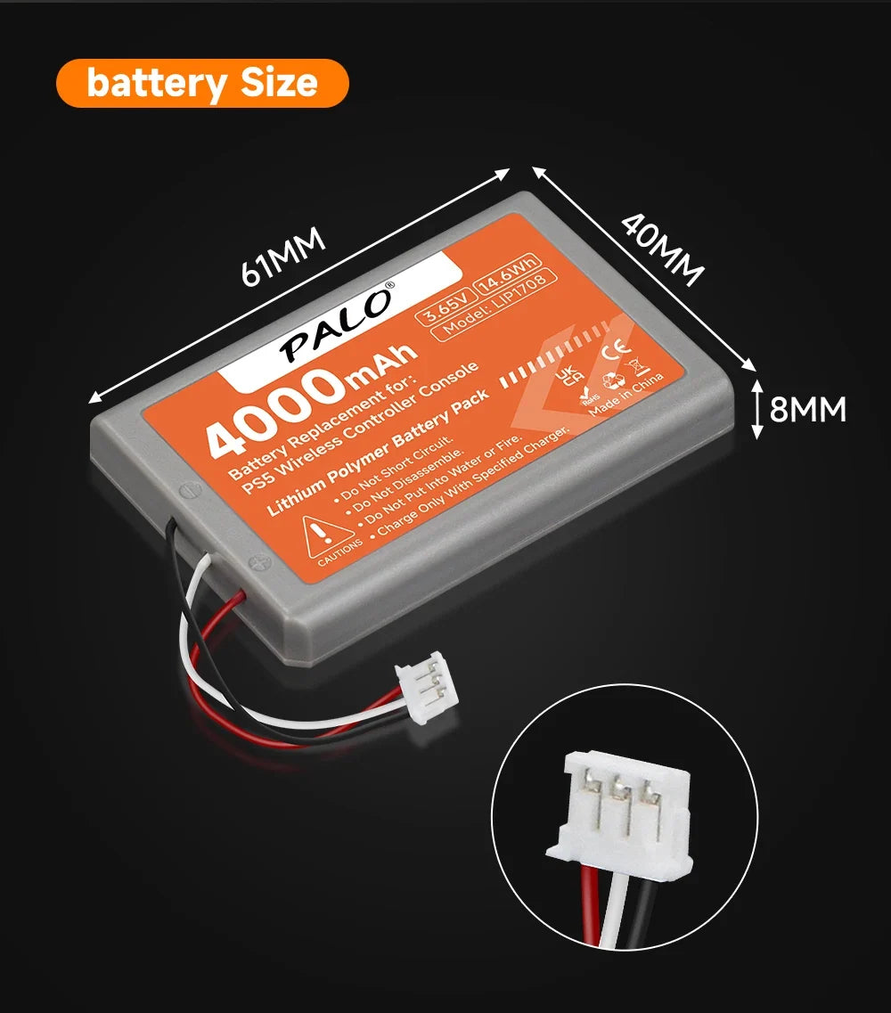 PALO 4000mAh Battery for PS5 Controller LIP1708, Rechargeable
