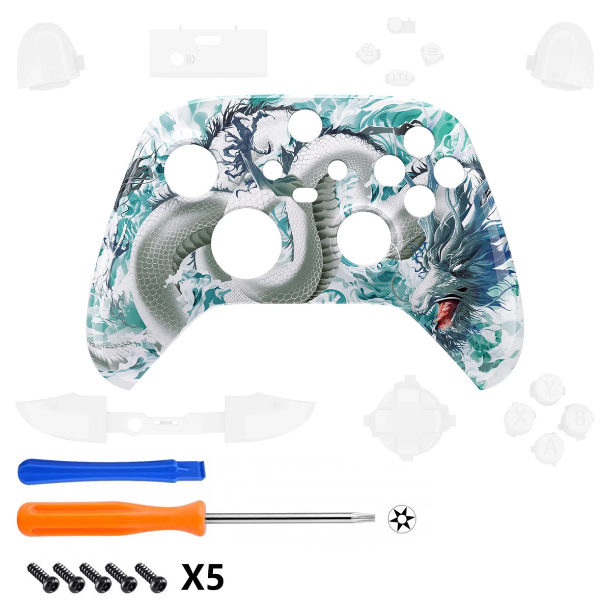 eXtremeRate Custom Pattern Part Faceplate, Soft Touch Grip Front Housing Shell Case for Xbox Series X/S (Xbox Core) Controller