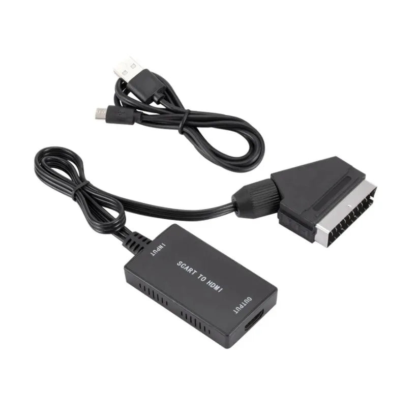 MnnWuu SCART to HDMI Converter with Cable 1080P Scart in HDMI Out HD 720P/1080P Switch Video Audio Converter Adapter for HDTV