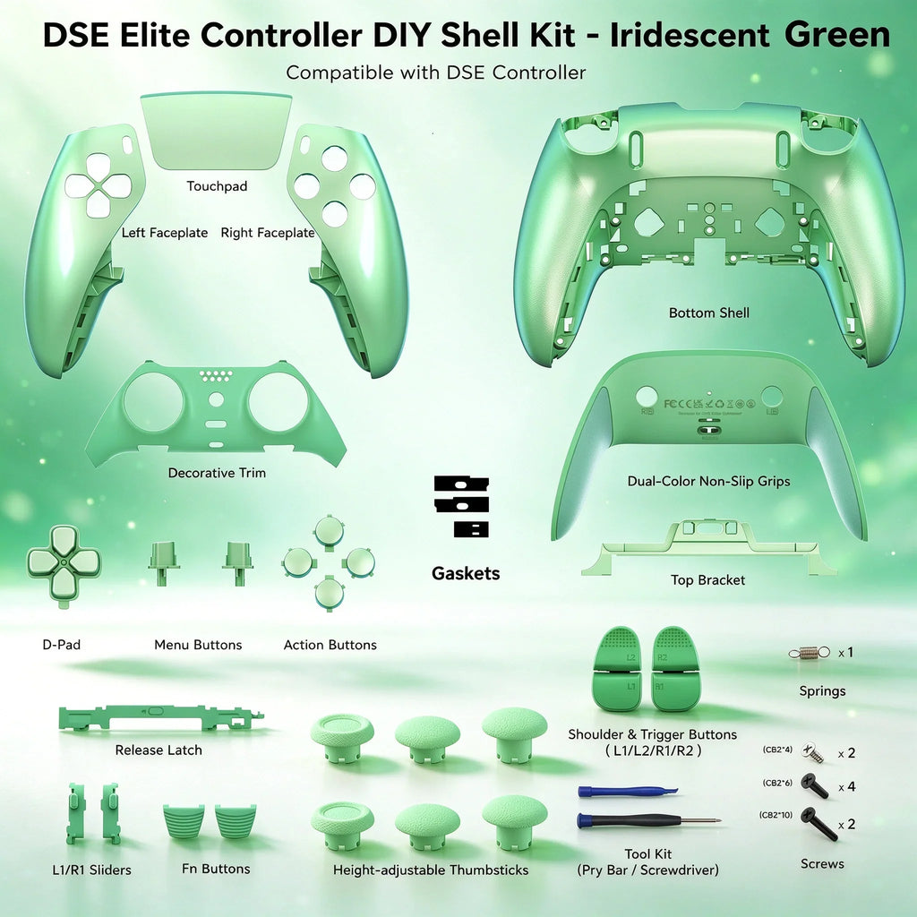 Suitable for PS5 Edge controller full-wrap shell, with buttons, touchpad cover, joystick cap, shoulder buttons, FN button, HOME