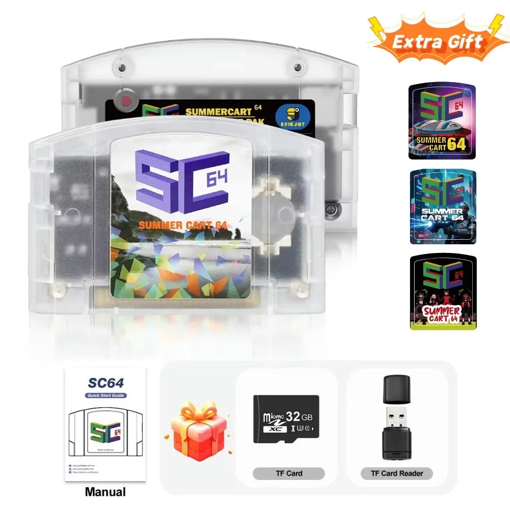 EPICJOY SummerCart 64 SC64 Open Source Game Card N64 with Built-in Emulator For N64 Console Gift 32GB TF Card 5400 Games