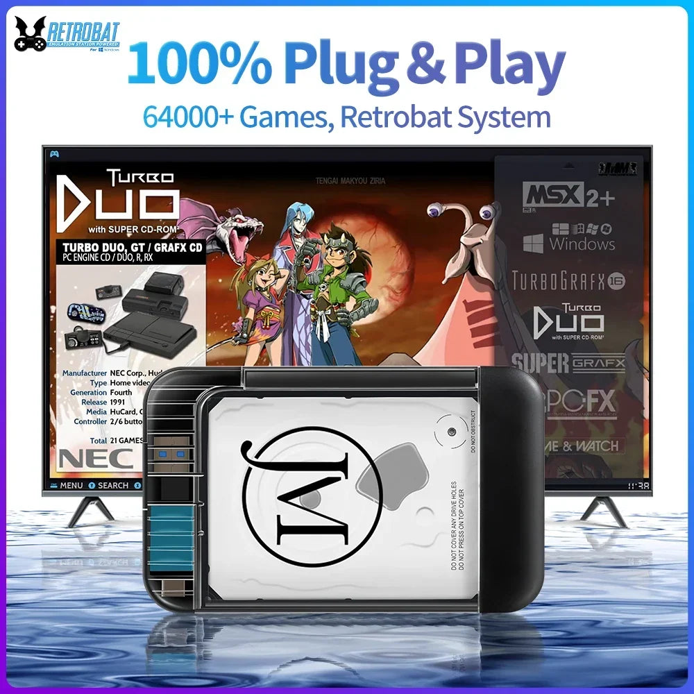 Retrobat 500G HDD for Windows PC, 64000+ Games, PS2/PS3 Emulators