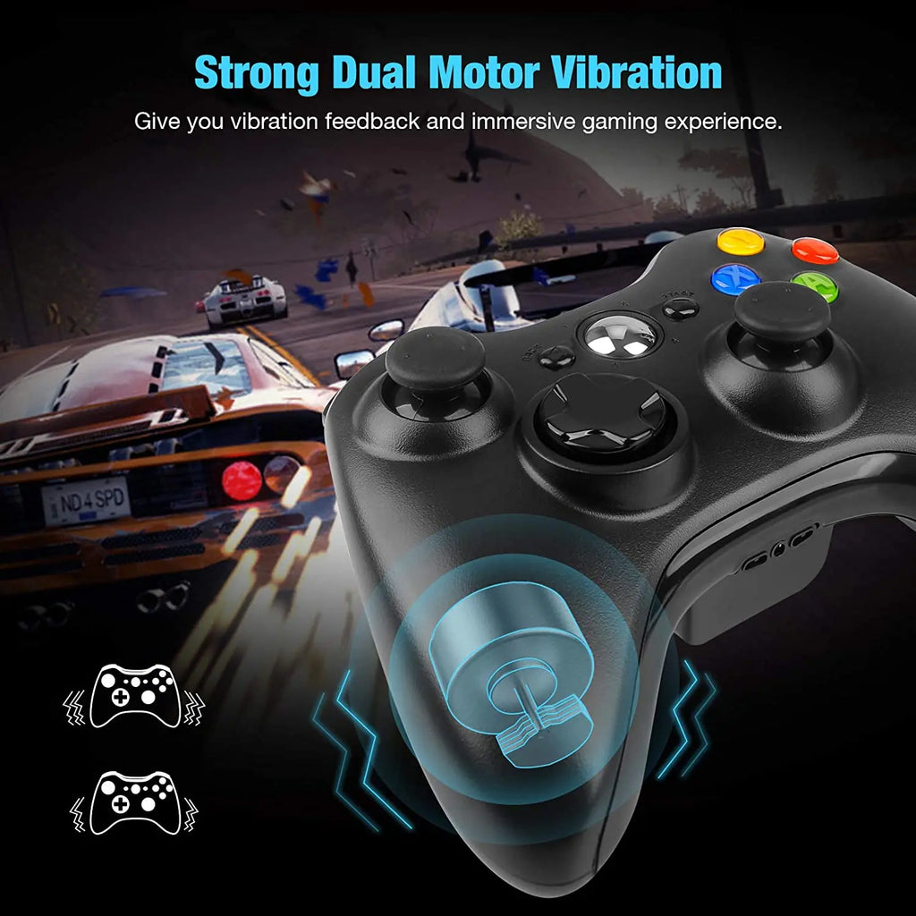 GAMROMBO Game Controller For Xbox 360/Slim/PC Console Wireless/Wired Gamepad W/Ergonomic Grip Upgraded No Drift Gaming Joystick