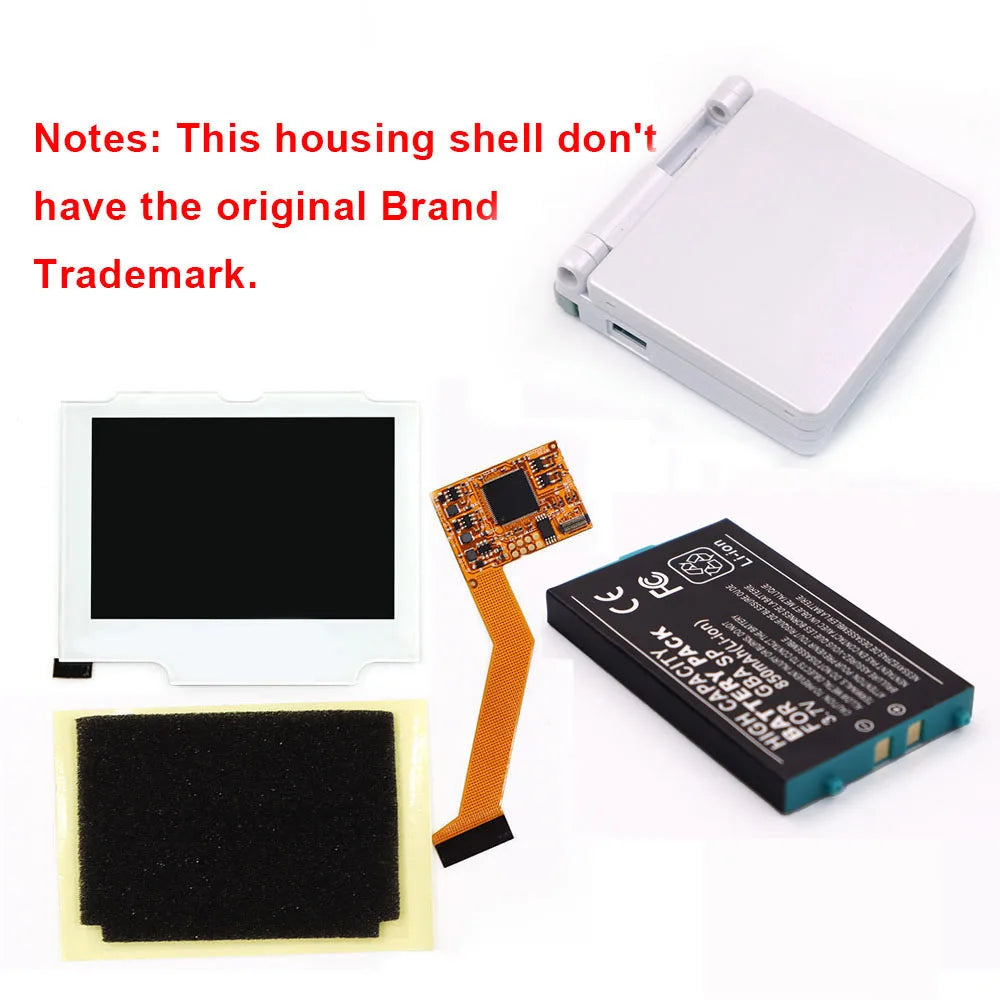 GBA SP V2 IPS Backlight LCD Kit with Battery Pack and Shell