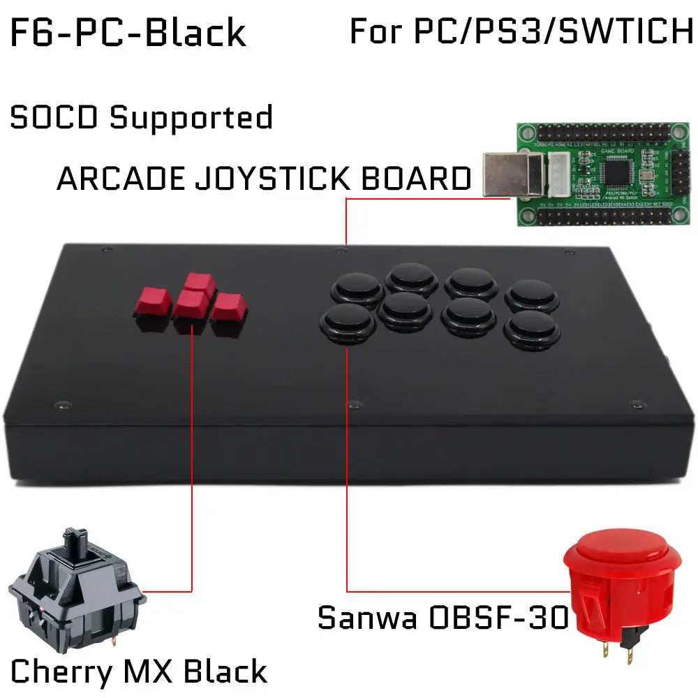 FightBox F1-F9 Sanwa Button Hitbox Arcade Fight Stick for PS4/PC