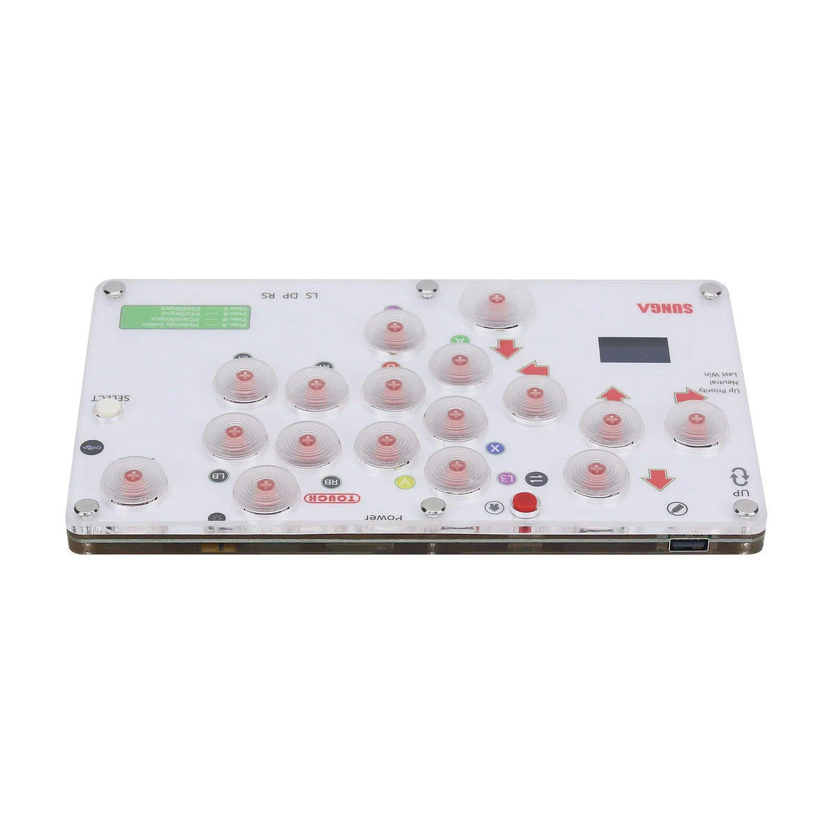 SUNGA 17-Botton Mini Arcade Controller Fight Stick Gaming Controller with Screen for Hitbox PC/PS4
