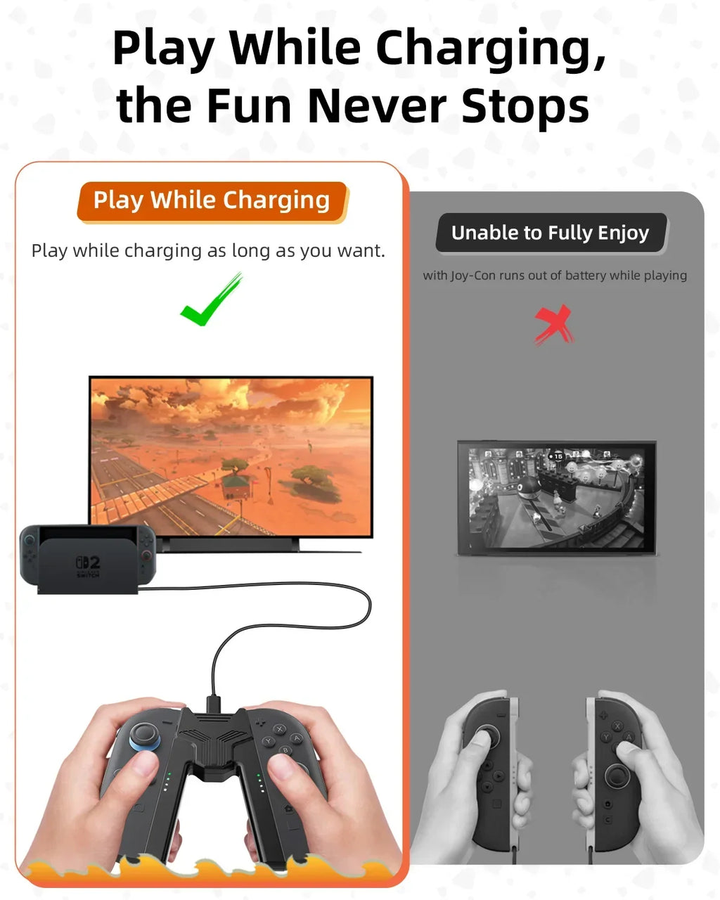 Aolion Nintendo Switch 2 Joy-Con Charging Grip, Dual Charging Holder
