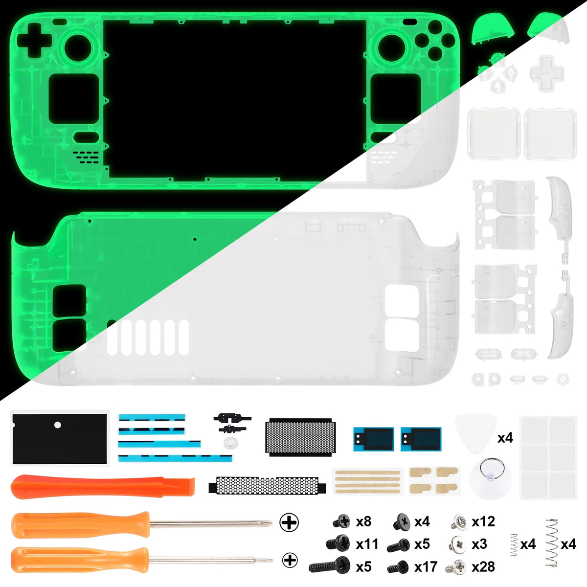 eXtremeRate Steam Deck Clear DIY Shell, LCD or OLED