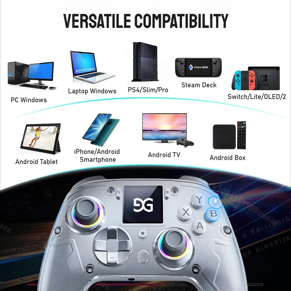 GUSGU G7 Wireless Controller with 1.44 Inch Screen, Switch PS4 PC
