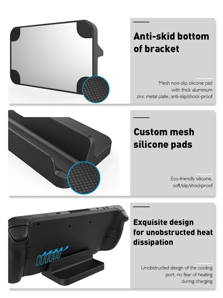 Portable Storage Bag + Crystal Shell + Tempered Glass + Dock Stand + Silicone Case for Steam Deck Accessories