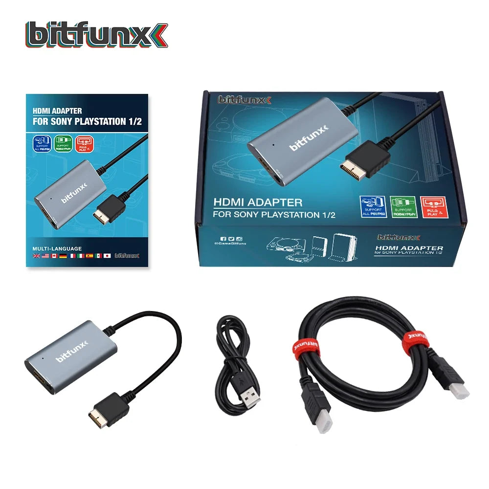 Bitfunx RGB YPBPR to 1080P HDMI™ Converter For PS2 PS1 PS One PlayStation Game Consoles With RGB to YPbPr Switch